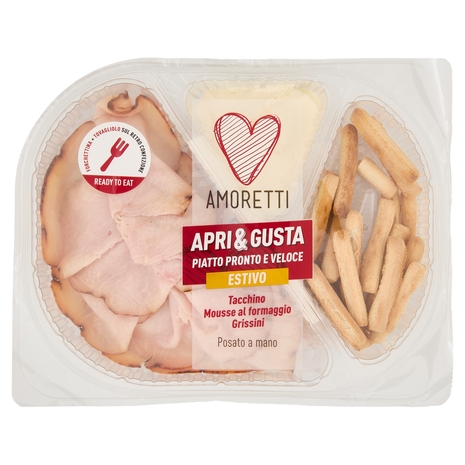 Amoretti Apri & Gusta Estivo Tacchino, Mousse al formaggio, Grissini 165 g